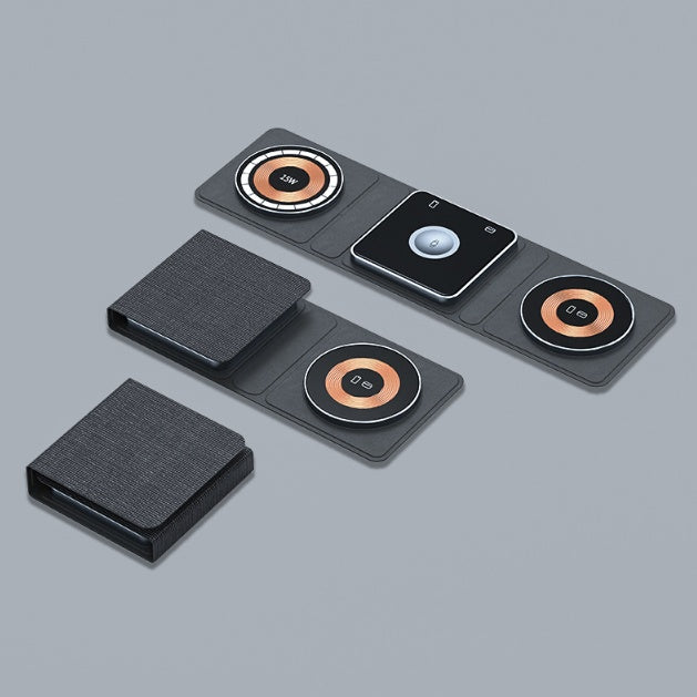 Estación de carga inalámbrica plegable magnética 3 en 1 para iPhone, transparente, carga rápida para iWatch y Airpods.