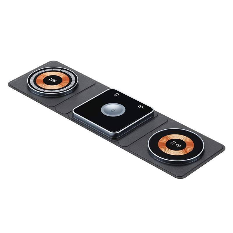 Estación de carga inalámbrica plegable magnética 3 en 1 para iPhone, transparente, carga rápida para iWatch y Airpods.